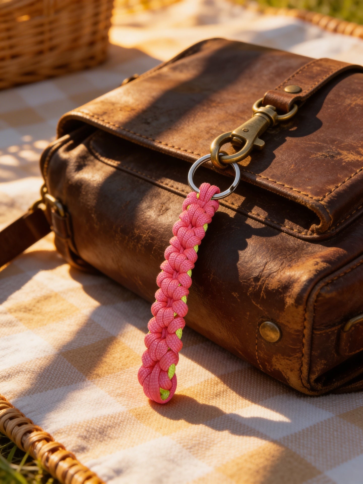 Flower power paracord keychain