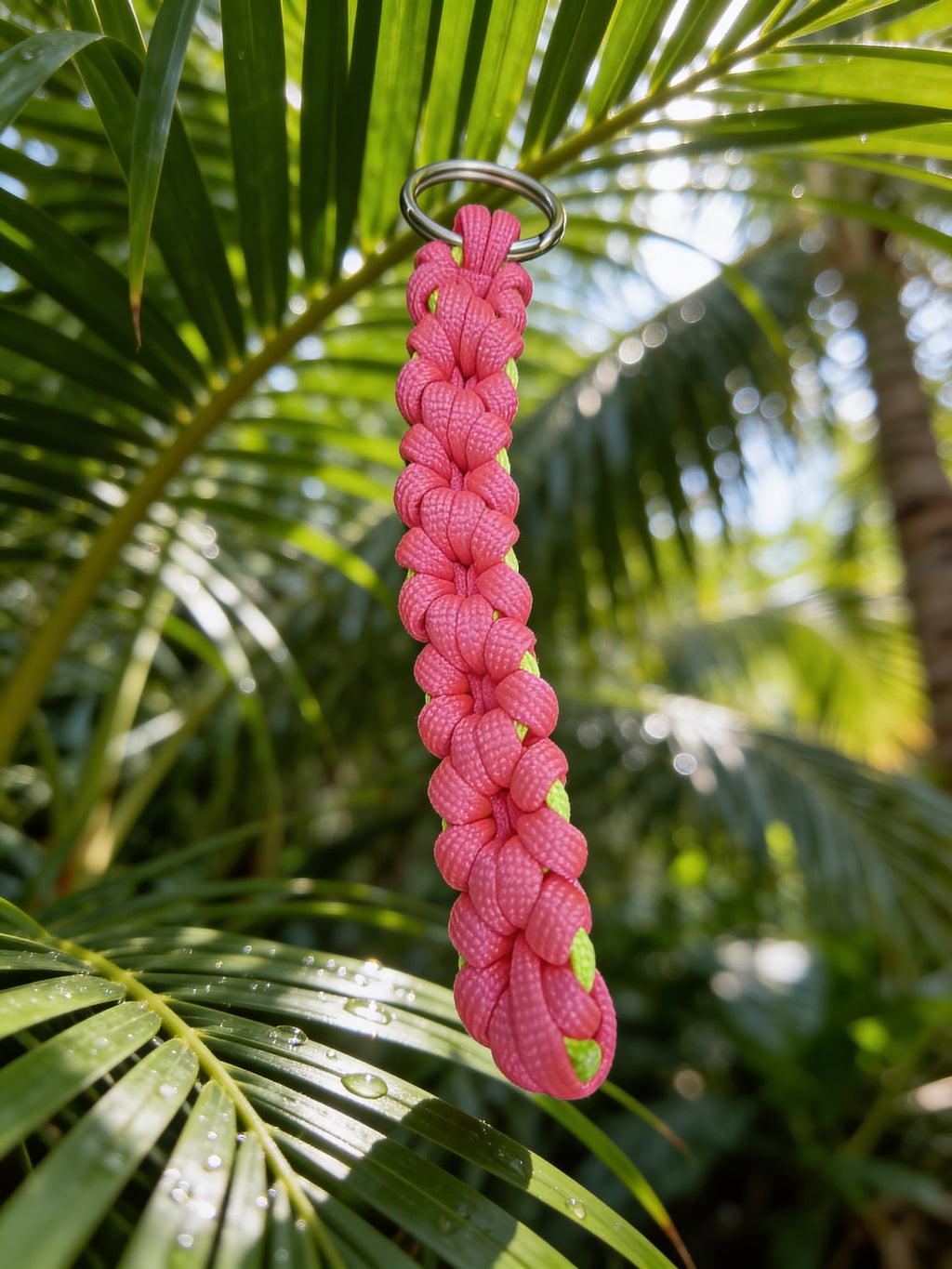 Flower power paracord keychain detail