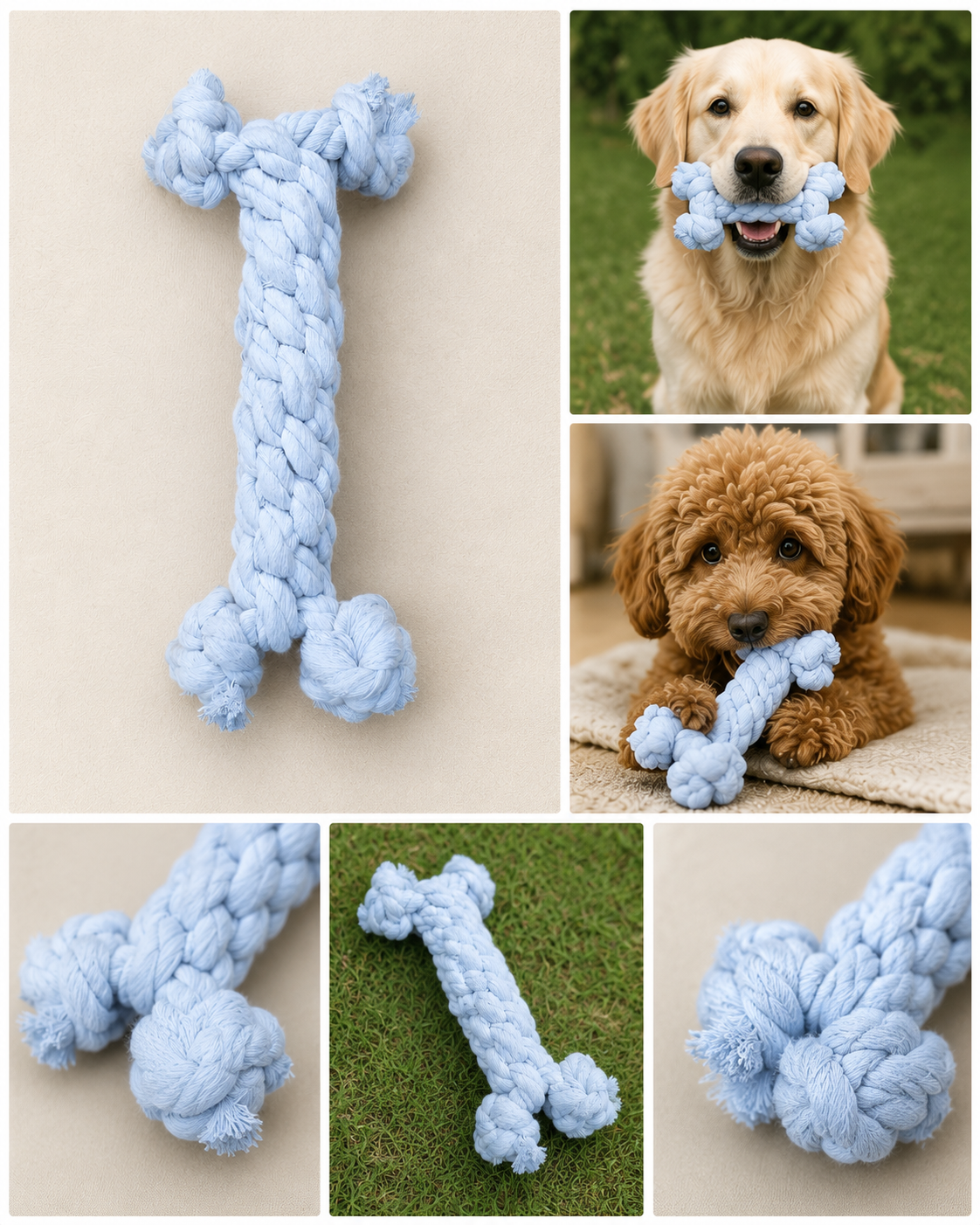 Cotton Rope Dog Bone Chew Toy-
A classic chew toy handcrafted from natural cotton rope for tugging, chewing, and playtime fun.