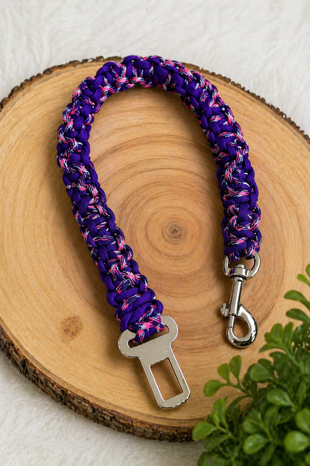 Seatbelt Safety Dog Car Tether
Secure rides. Handmade strength. Built with love.
Keeps your pup safely positioned during car rides with durable handmade paracord and strong metal hardware.