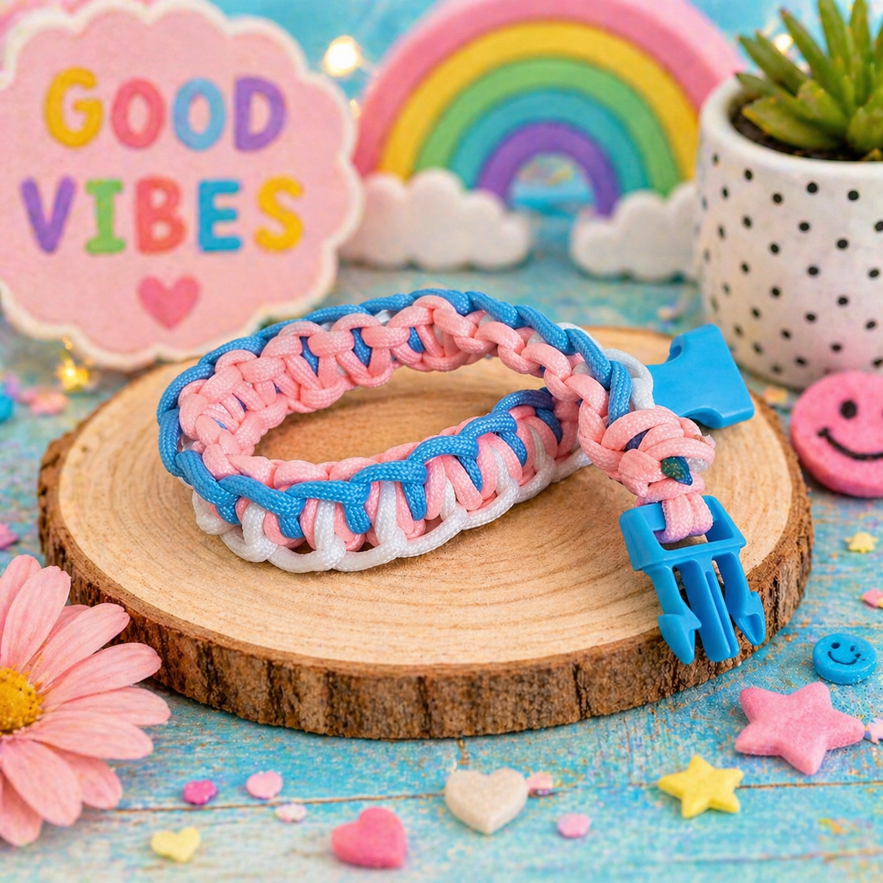 Cobra Weave Paracord Bracelet – Handmade-
Soft pastel colors with strong handmade style—wearable, durable, and meaningful.