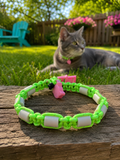 Cat Neon Meadow EM Anti Tick Collar-Tiny collar. Big personality. Handmade comfort with a bright playful glow.